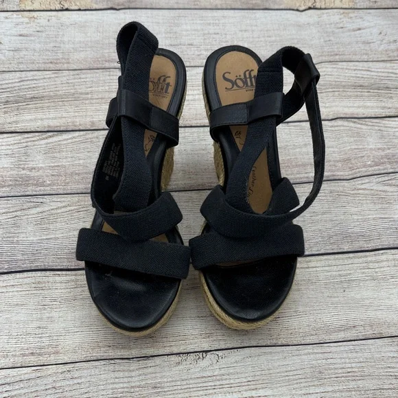 Sofft Black Espadrille Sandals - Picture 1 of 8